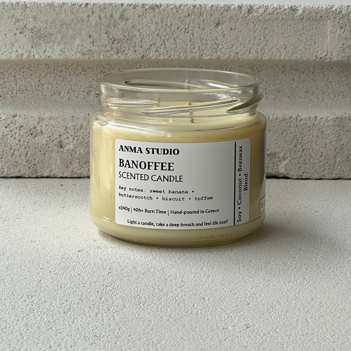 Banoffee Scented Candle | Πολυτελές Μείγμα Σόγιας, Καρύδας & Φυσικού Μελισσοκεριού