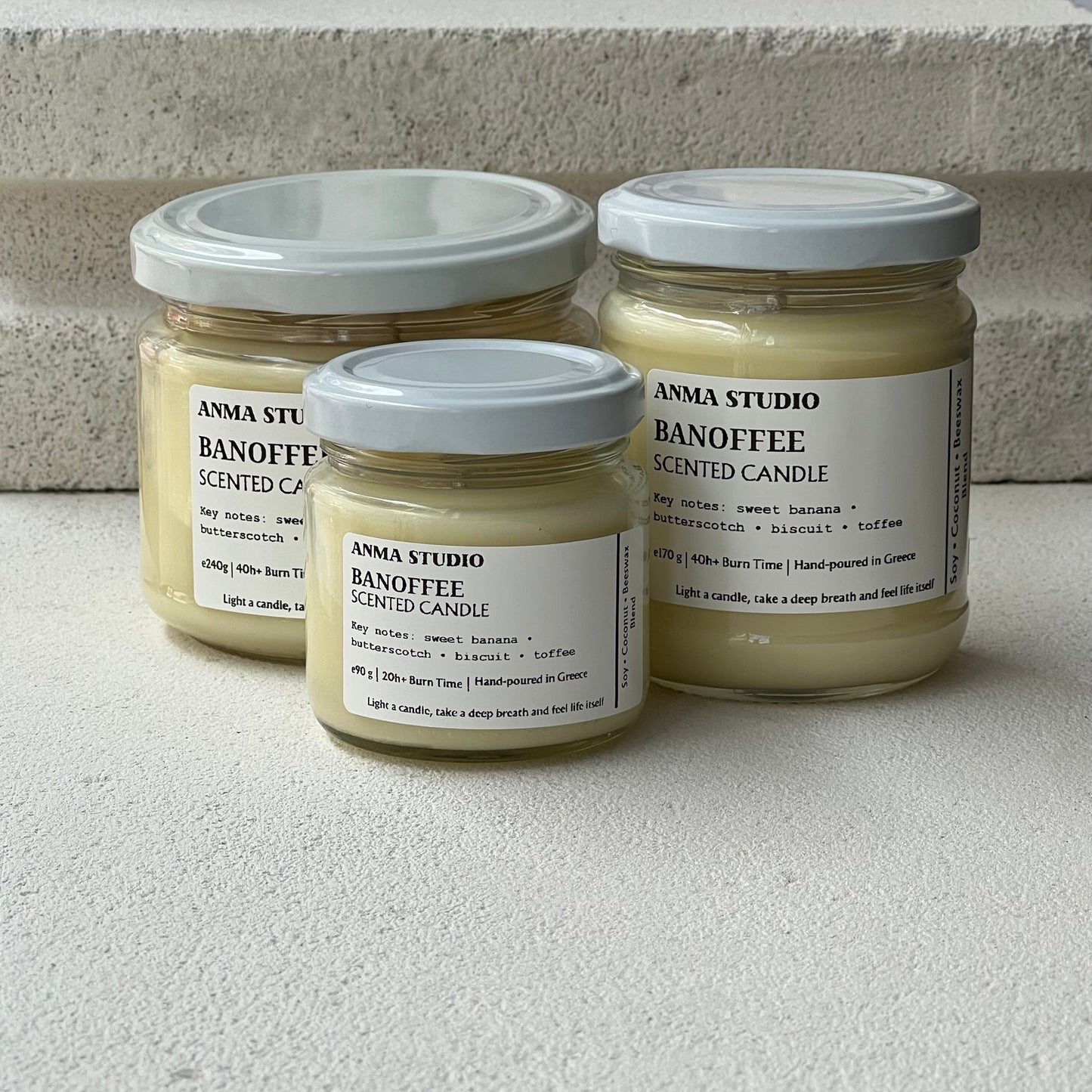 Banoffee Scented Candle | Πολυτελές Μείγμα Σόγιας, Καρύδας & Φυσικού Μελισσοκεριού