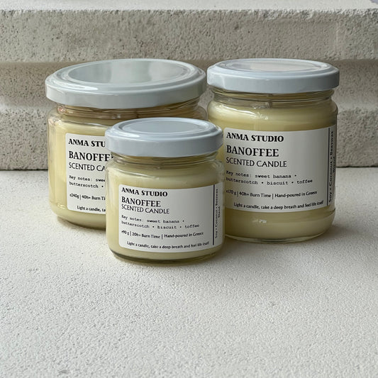 Banoffee Scented Candle | Πολυτελές Μείγμα Σόγιας, Καρύδας & Φυσικού Μελισσοκεριού