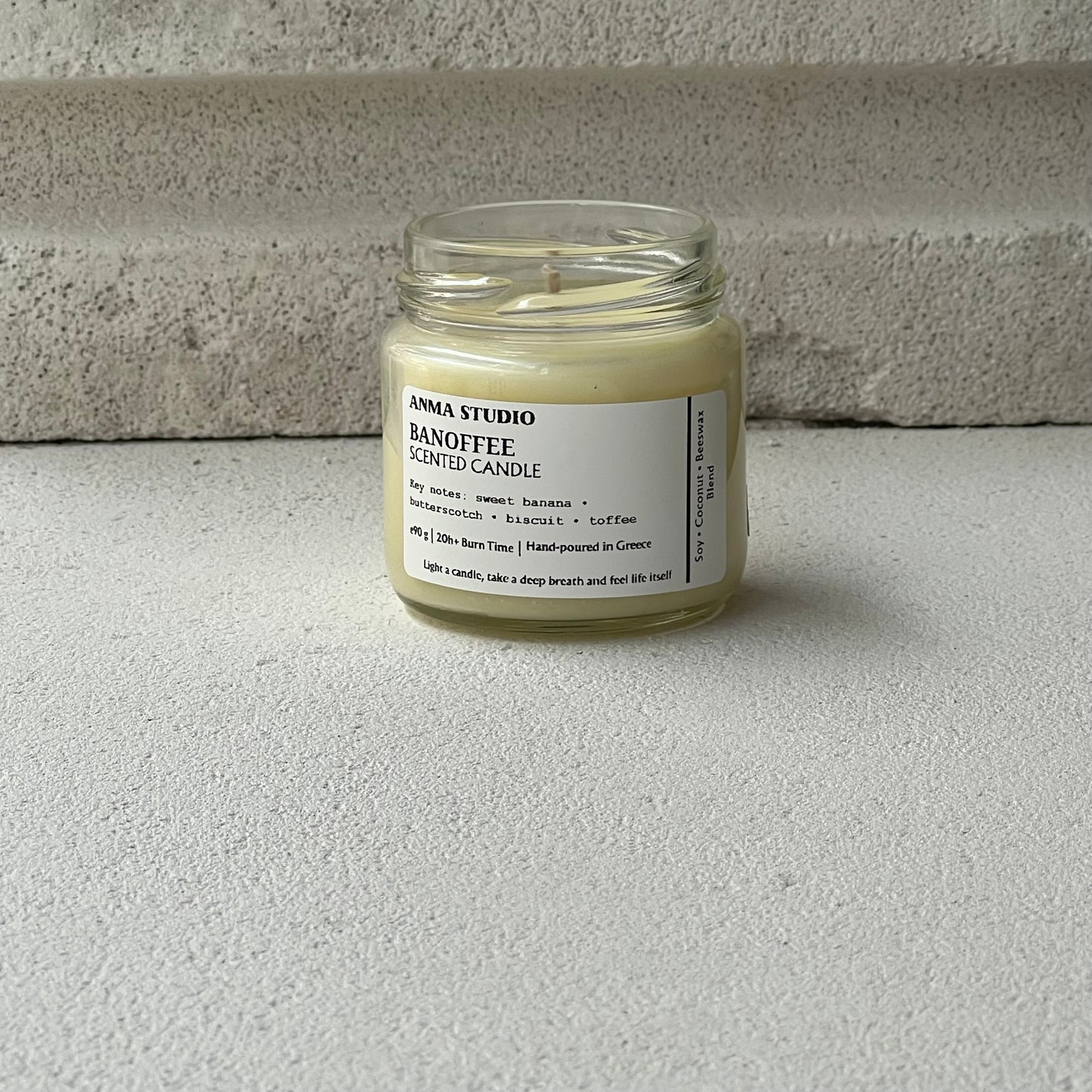 Banoffee Scented Candle | Πολυτελές Μείγμα Σόγιας, Καρύδας & Φυσικού Μελισσοκεριού