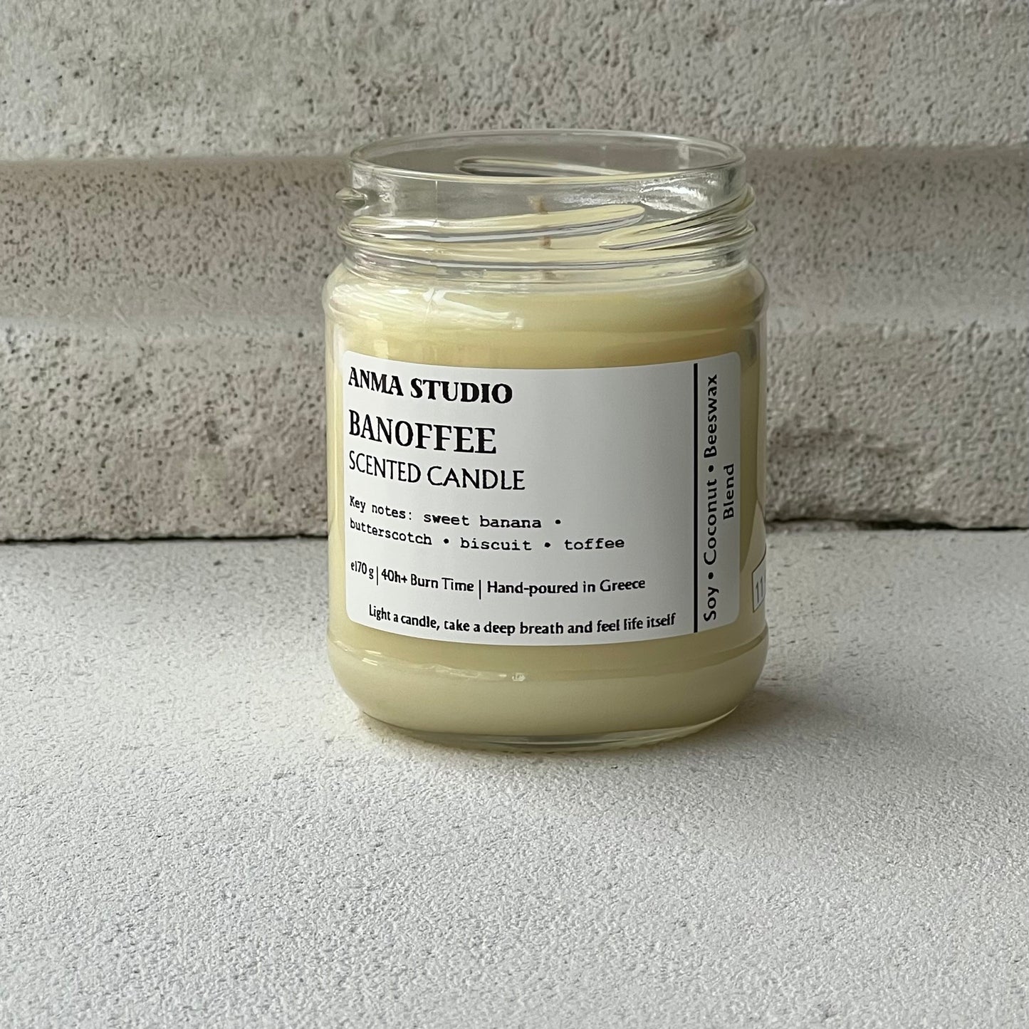 Banoffee Scented Candle | Πολυτελές Μείγμα Σόγιας, Καρύδας & Φυσικού Μελισσοκεριού