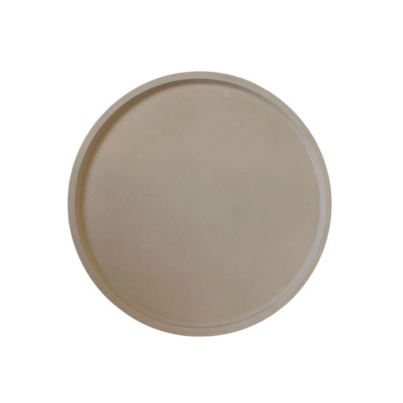 Χειροποίητος στρογγυλός δίσκος διακόσμησης minimal μονόχρωμος, διαμέτρου 17εκ, σε χρώμα μπεζ