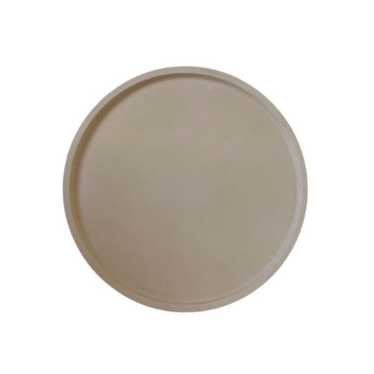 Χειροποίητος στρογγυλός δίσκος διακόσμησης minimal μονόχρωμος, διαμέτρου 17εκ, σε χρώμα μπεζ