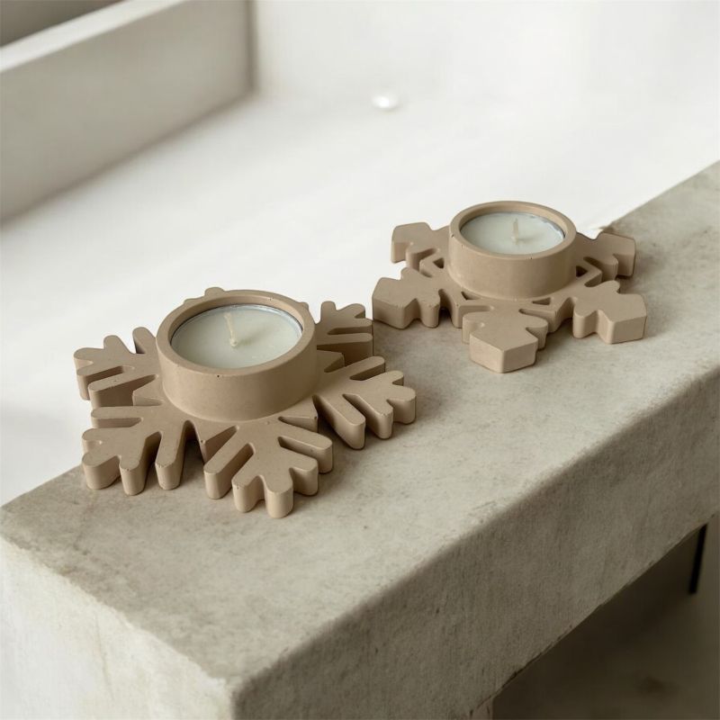 Κηροπήγιο σετ για ρεσώ σε σχήμα χιονονιφάδας από τσιμέντο,anmastudio